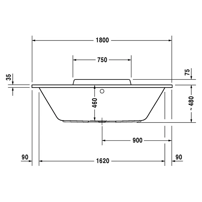 Duravit DuraStyle Badewanne - 180 x 80 cm, Sanitäracryl, Weiß - Vorderansicht