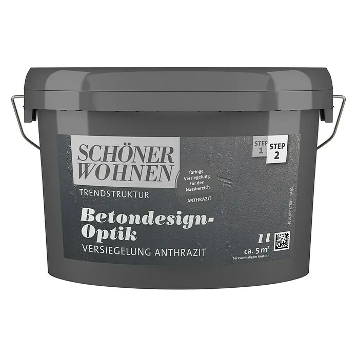 SCHÖNER WOHNEN-Farbe Betondesign-Optik Versiegelung - Anthrazitgrau, 1 l, Passend für: SCHÖNER WOHNEN-Farbe Betondesign-Optik Flächenspachtel - Vorderansicht