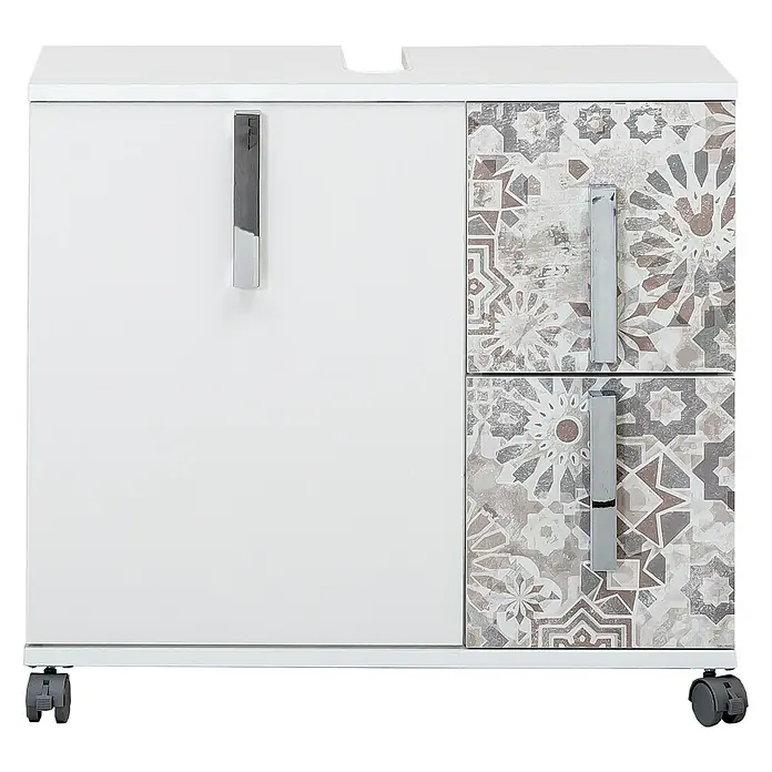 Schildmeyer Luca Waschtischunterschrank - 65 x 32 x 60 cm, Weiß/Mexicograu - Vorderansicht