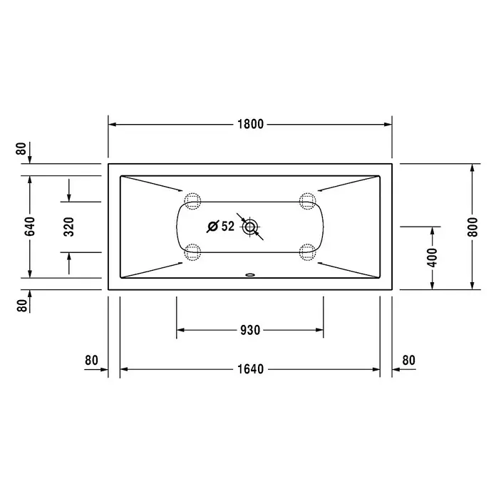 Duravit DuraSquare Badewanne - 180 x 80 cm, Sanitäracryl, Weiß