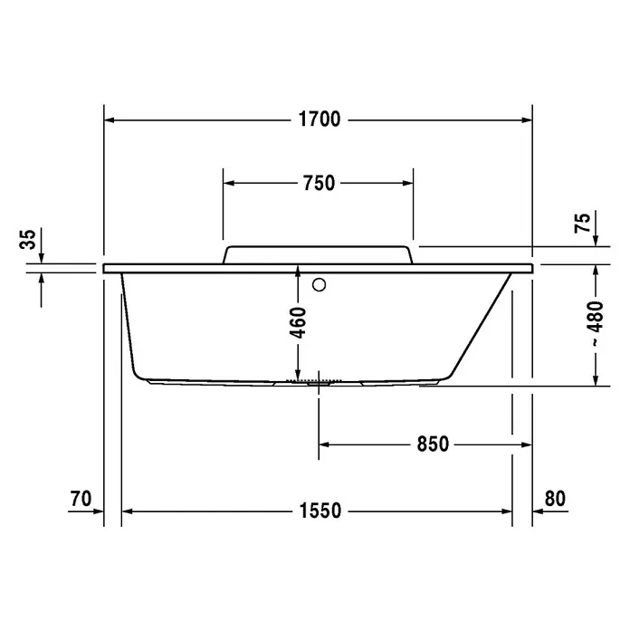 Duravit DuraStyle Badewanne - 170 x 70 cm, Rückenschräge Rechts, Sanitäracryl, Weiß