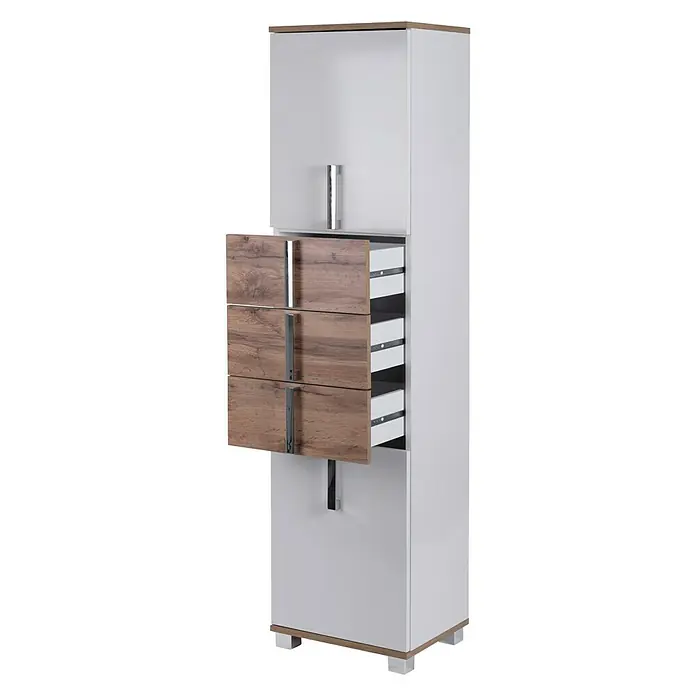 Schildmeyer Luca Hochschrank - 40 x 32 x 174 cm, Weiß/Wotaneiche - Detailaufnahme