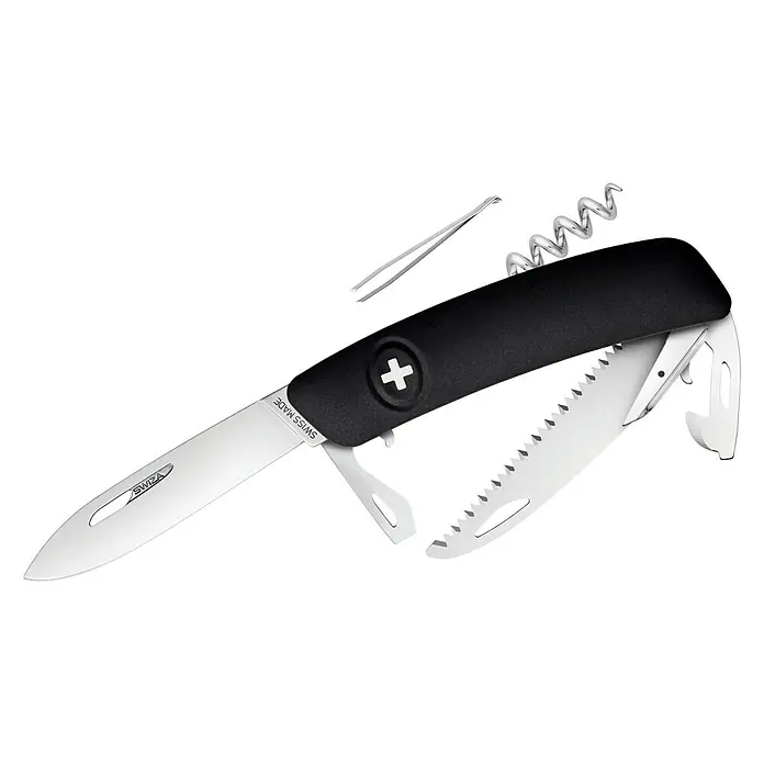 Swiza Taschenmesser D05 - Klingenlänge: 75 mm, Schwarz - Vorderansicht