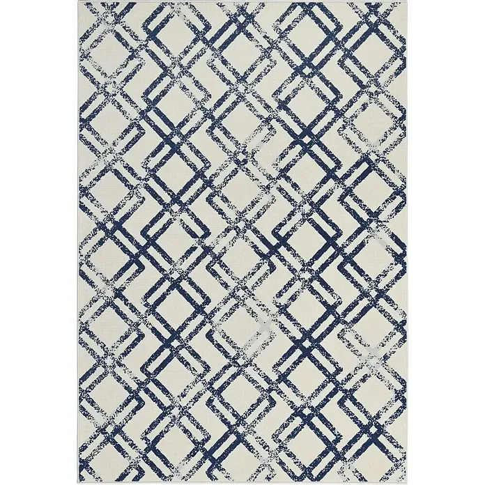 Alfombra Scala - Azul/Blanco, 200 x 140 cm, 100% polipropileno