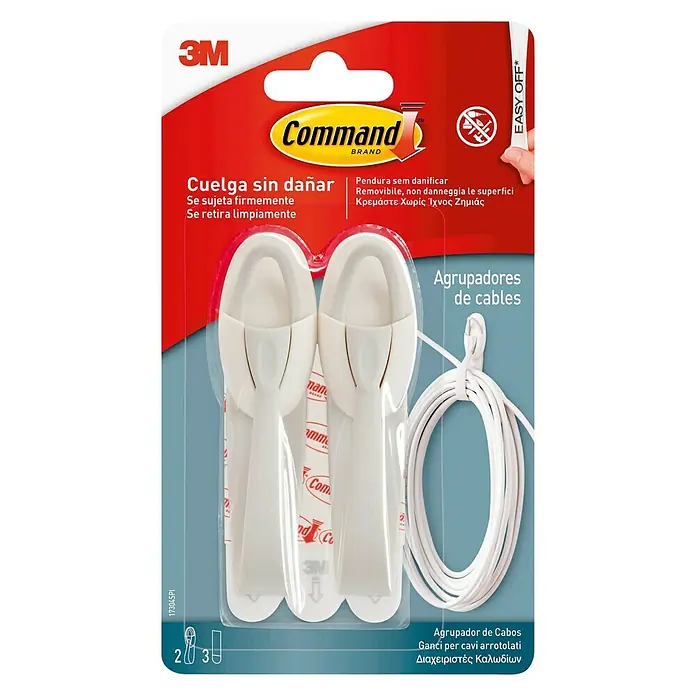 3M Command Colgador adhesivo 17304 - 2 ud., Plástico, Blanco