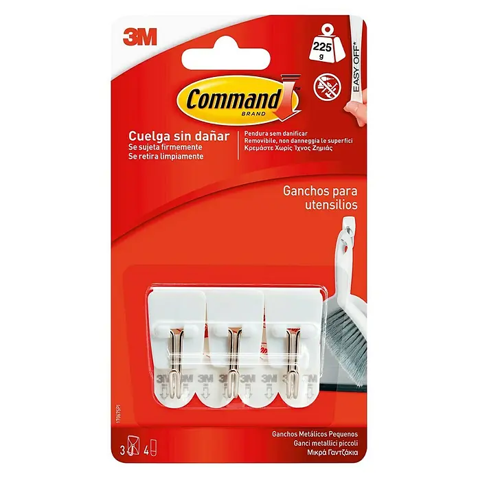 3M Command Colgador adhesivo 17067 - 3 ud., Plástico, Blanco