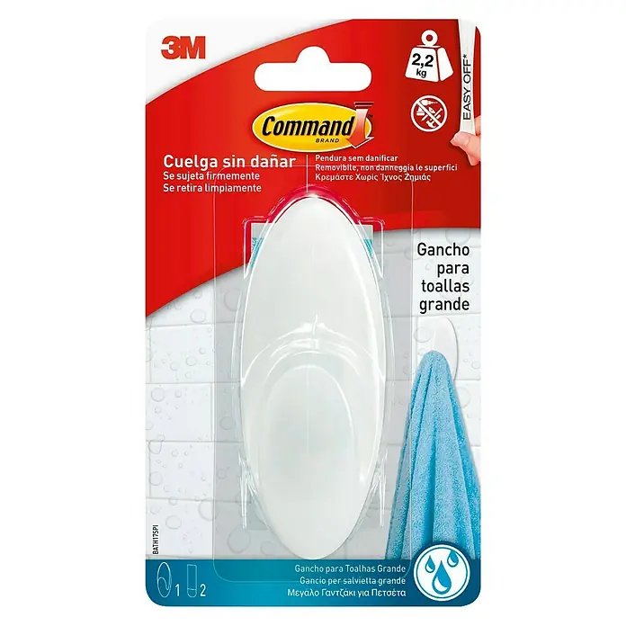 3M Command Colgador adhesivo BATH17 - Plástico, Blanco