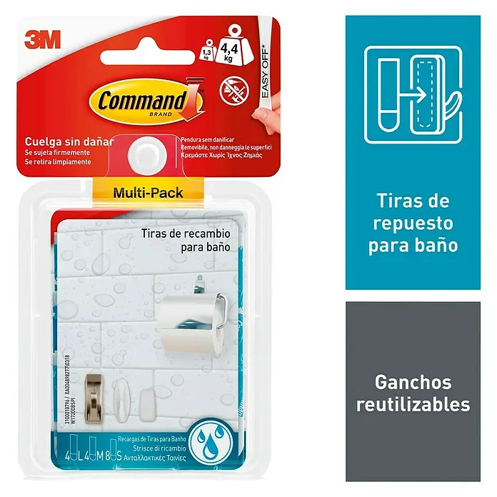 3M Command Tira autoadhesiva W17200 - 16 pzs., Blanco