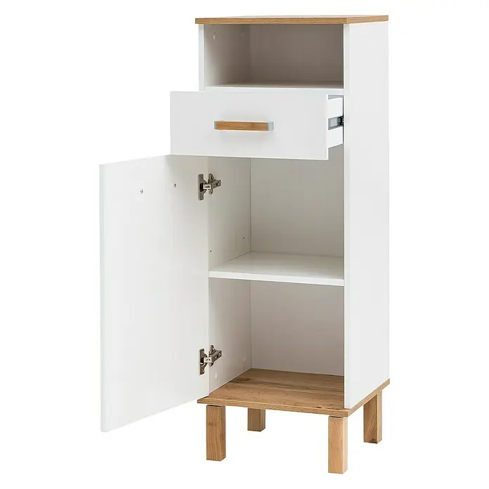 Schildmeyer Padua Highboard - 40 x 35 x 115 cm, Weiß/Eiche - Detailaufnahme