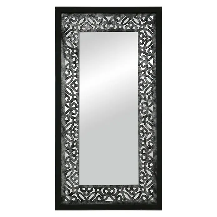 Espejo de pared Mosaico Surat - 70 x 160 cm, Negro/Plateado