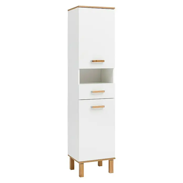 Schildmeyer Padua Hochschrank - 40 x 35 x 179 cm, Weiß/Eiche - Linke Seitenansicht