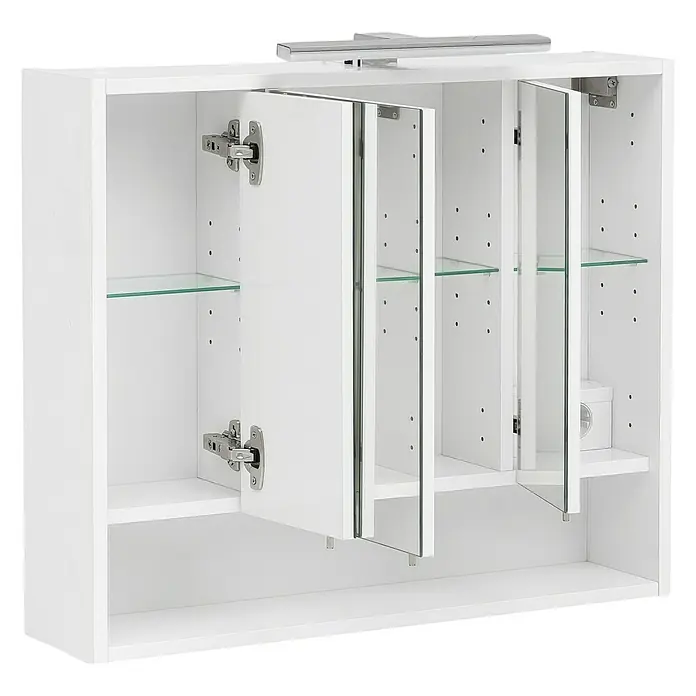 Schildmeyer Kimi LED-Spiegelschrank - B x H: 70 x 60,5 cm, Mit Beleuchtung, Spanplatte, Weiß - Detailaufnahme