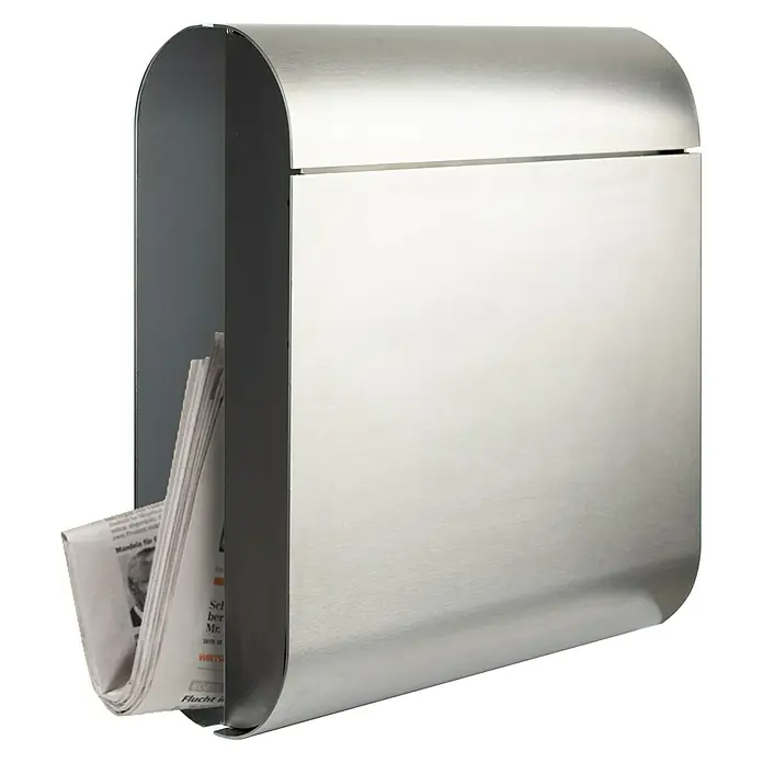 Burg-Wächter Briefkasten Cosmo - L x B x H: 164 x 370 x 437 mm, Edelstahl, Mit Zeitungsfach - Vorderansicht