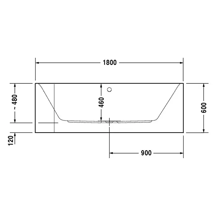 Duravit Happy D.2 Badewanne - 180 x 80 cm, Raumecke Rechts, Sanitäracryl, Weiß - Vorderansicht