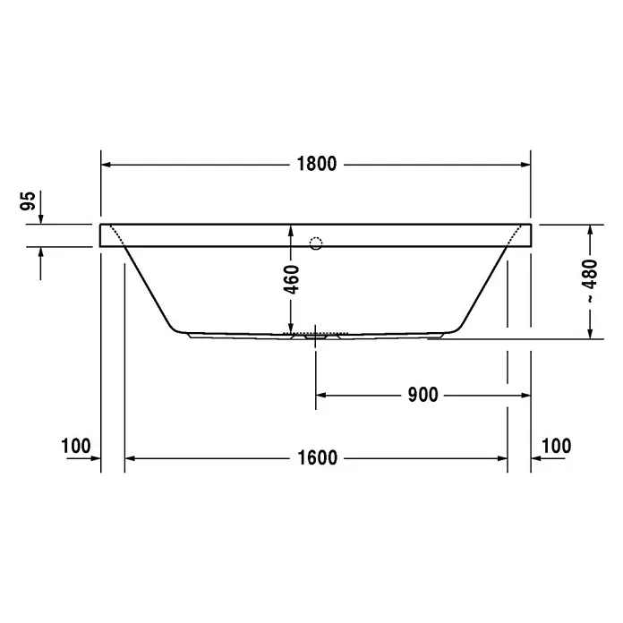 Duravit Happy D.2 Badewanne - 180 x 80 cm, Rechteck, Sanitäracryl, Weiß - Vorderansicht