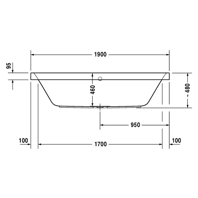 Duravit Happy D.2 Badewanne - 190 x 90 cm, Rechteck, Sanitäracryl, Weiß - Vorderansicht