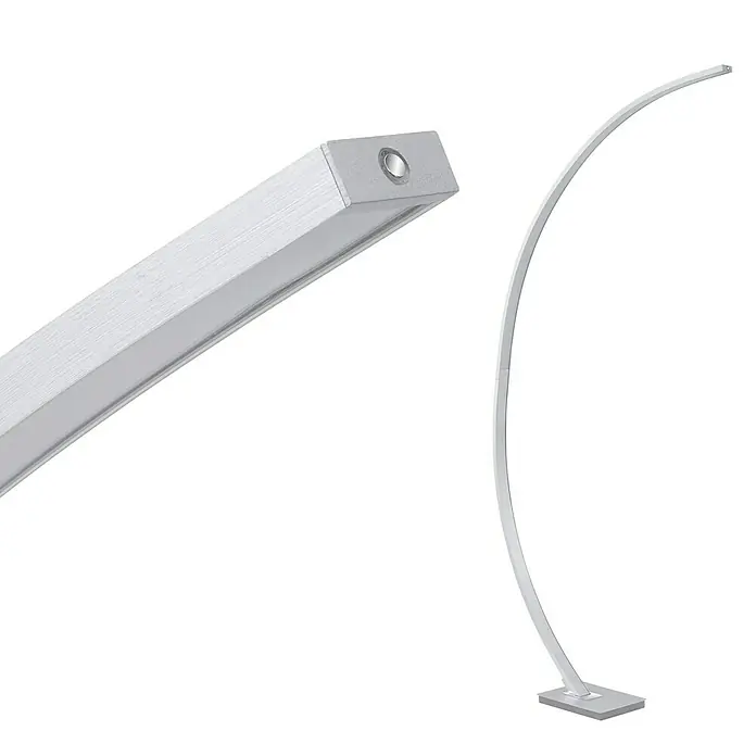 Brilo Lámpara de pie LED - 18 W, Altura: 1,65 m, Plateado, Blanco cálido