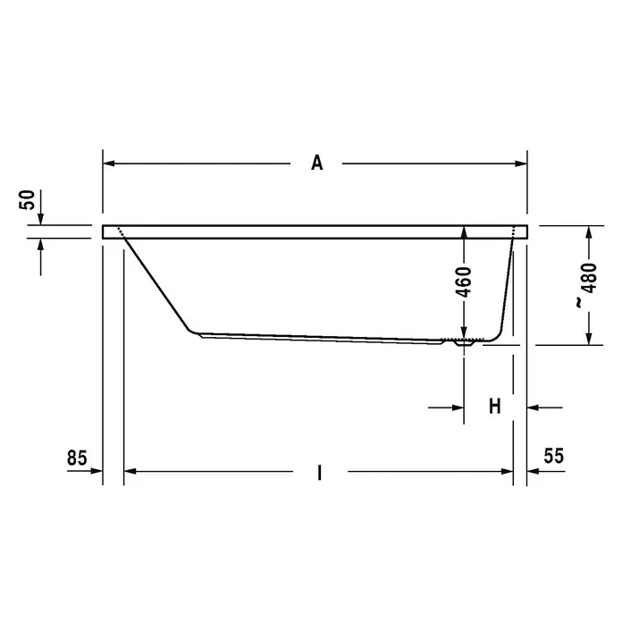 Duravit Badewanne Vero Air - 170 x 70 cm, Sanitäracryl, Weiß - Vorderansicht