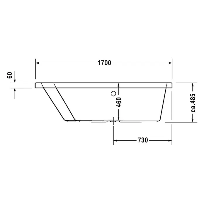 Duravit Badewanne Paiova - 170 x 130 cm, Raumecke Links, Sanitäracryl, Weiß - Vorderansicht
