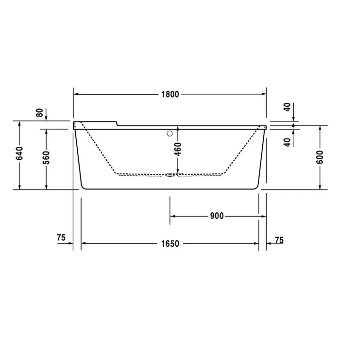 Duravit Starck 1 Freistehende Badewanne - 180 x 80 cm, Sanitäracryl, Weiß - Vorderansicht