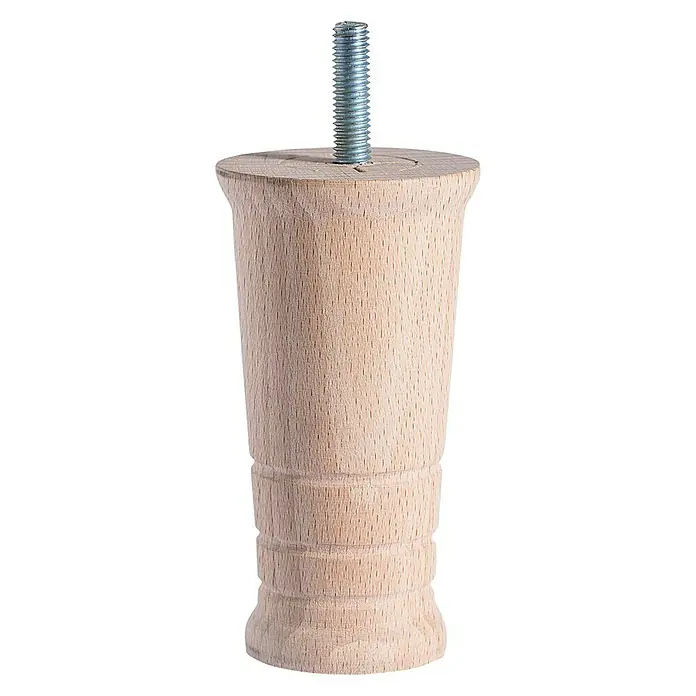 Möbelfuß Merida - Ø x L: 53 x 100 mm, M8, Holz, Oberfläche: Naturbelassen, Traglast: 50 kg