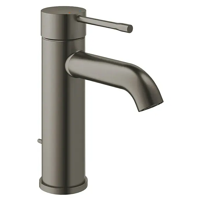 Grohe Essence New Waschtischarmatur S-Size - Mit Zugstange, Hard Graphite - Vorderansicht