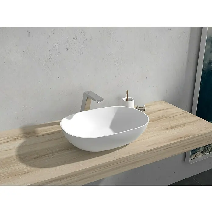 Camargue Lavabo Estanyol - 50 x 35 cm, Con esmalte antibacteriano, Blanco