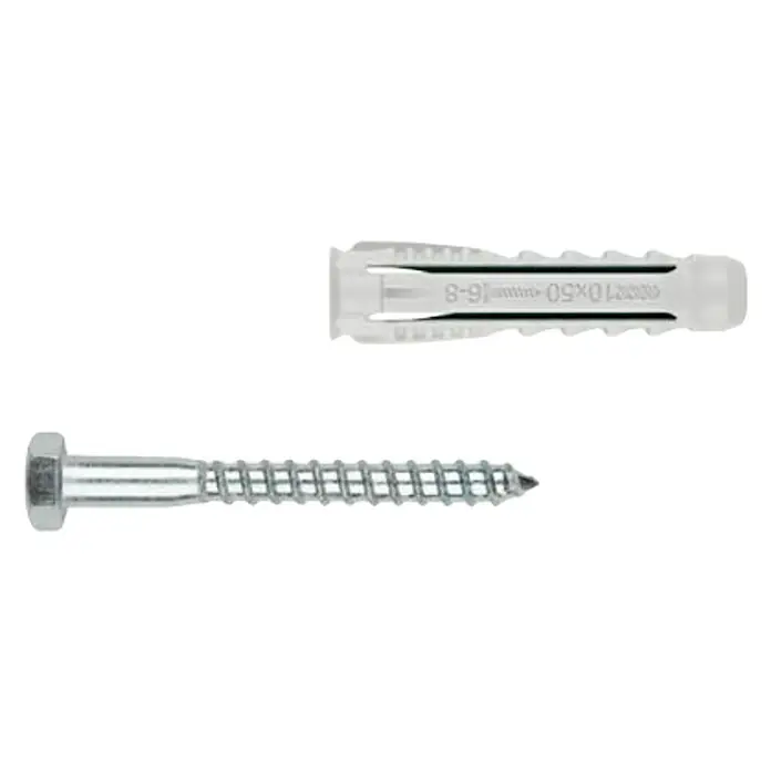 Index Set de tacos con tornillo BZTBTS10 - Ø x L: 10 x 50 mm, 4 uds., Gris claro