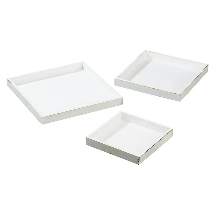 Deko-Tablett Antik - 1 Stk., Weiß, 30 x 30 cm - Ansicht von oben
