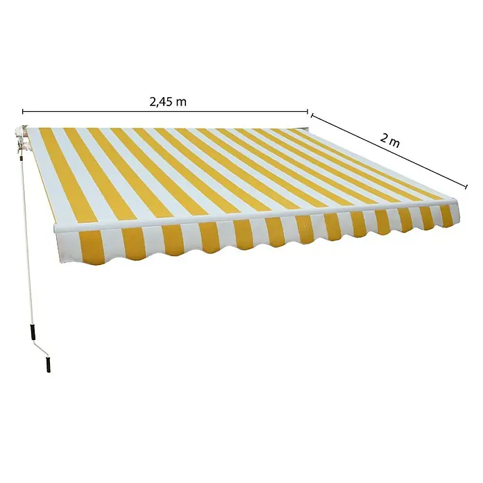 SmartSun Toldo de brazos articulados Sunbasic - Amarillo/Blanco, Ancho: 2,5 m, Caída: 2 m