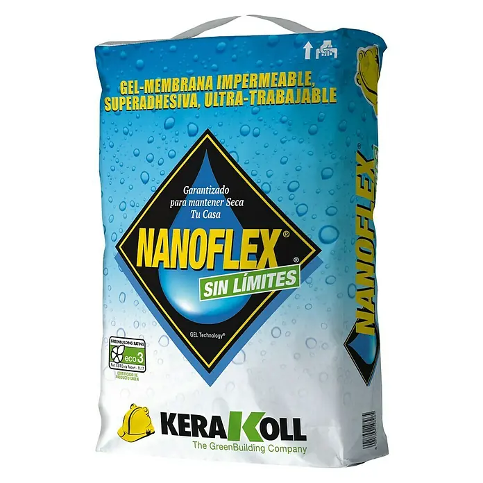 Kerakoll Membrana impermeable Nanoflex Sin Límites - Contenido: 20 kg, Trabajos de construcción