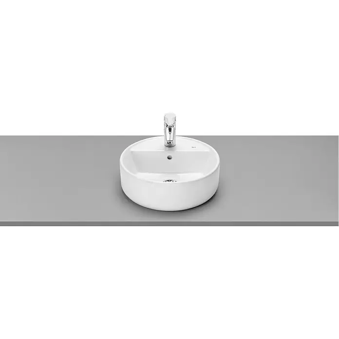 Roca Lavabo con repisa Domus - 40 x 40 cm, Orificios para grifo: Medio, Con desbordamiento, Blanco