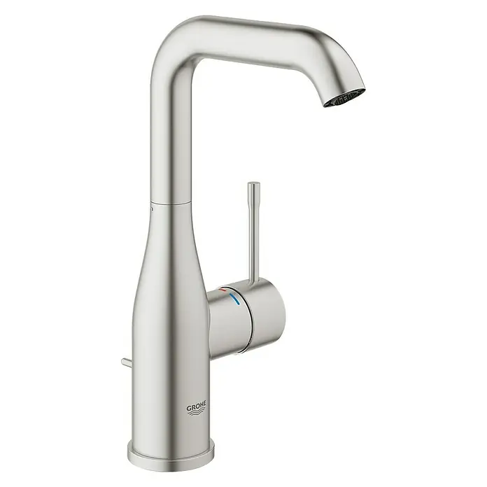 Grohe Essence New Waschtischarmatur L-Size - Mit Zugstange, Supersteel - Rechte Seitenansicht