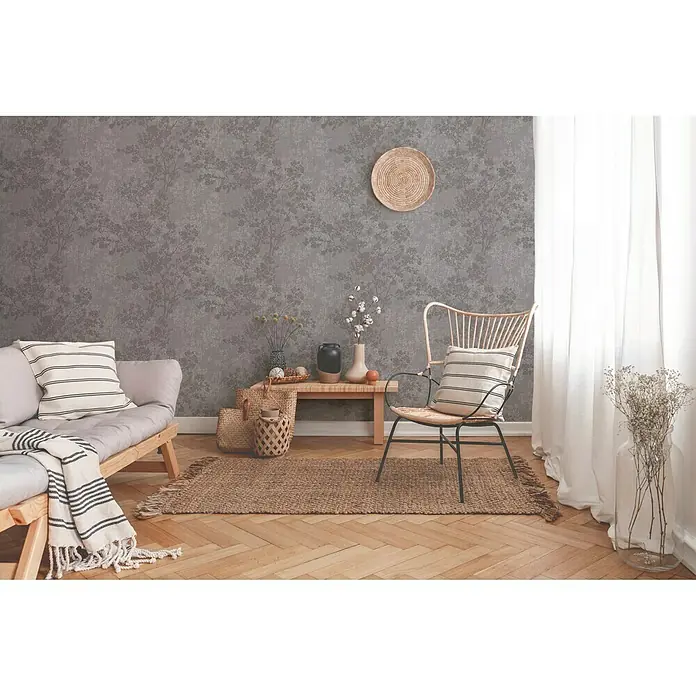 AS Creation New Walls Vliestapete Bäume - Taupe, Floral, 10,05 x 0,53 m - Stimmungsaufnahme