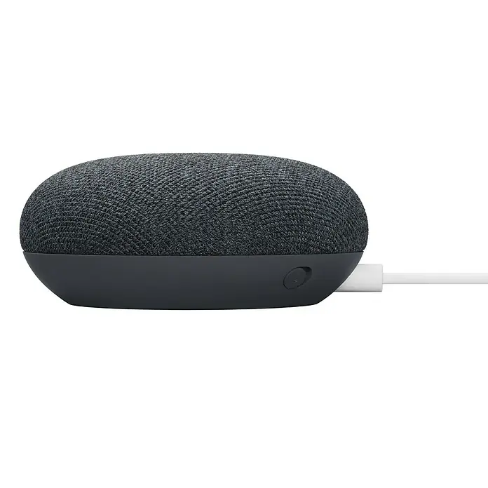 Google Nest Sprachgesteuerter Lautsprecher Mini - Carbon, Netzbetrieben, Kabellänge: 1,5 m - Linke Seitenansicht