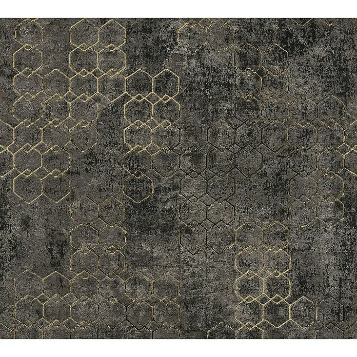 AS Creation New Walls Vliestapete Grafik - Anthrazit/Gold, Grafisch, 10,05 x 0,53 m - Detailaufnahme