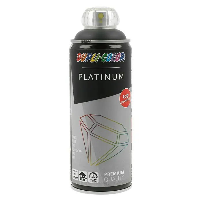 Dupli-Color Platinum Sprej s lakom u boji - Antracit siva, 400 ml, Svilenkasti mat - Pogled sprijeda