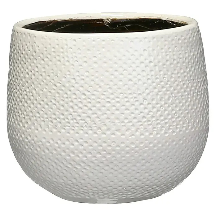 Cubremaceta redondo Gabriel - Dimensiones externas (Ø x Al): 16 x 14 cm, Blanco