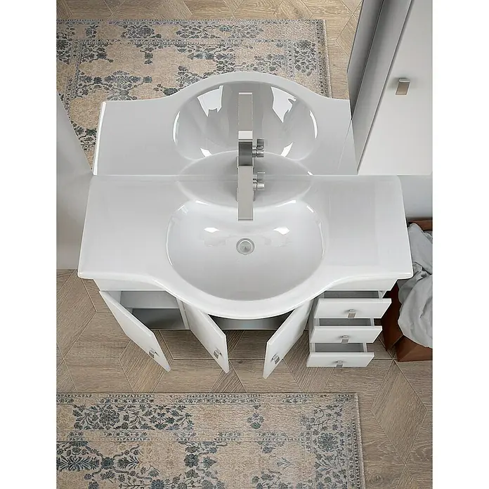 Baden Haus Badmöbel-Set Gemma - 105 cm, Weiß, Hochglanz