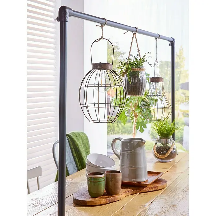Luxform Solarhanglamp Manchester - Led, Zwart, Koper, Transparant, Ø x h: 19,8 cm x 270 mm