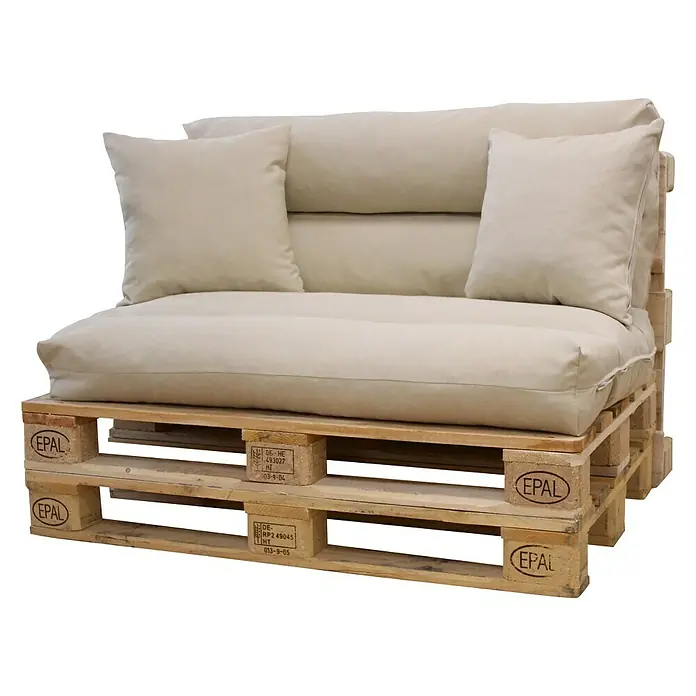 Set cojines para palet de acabado liso - 120 x 80 x 20 cm, Beige