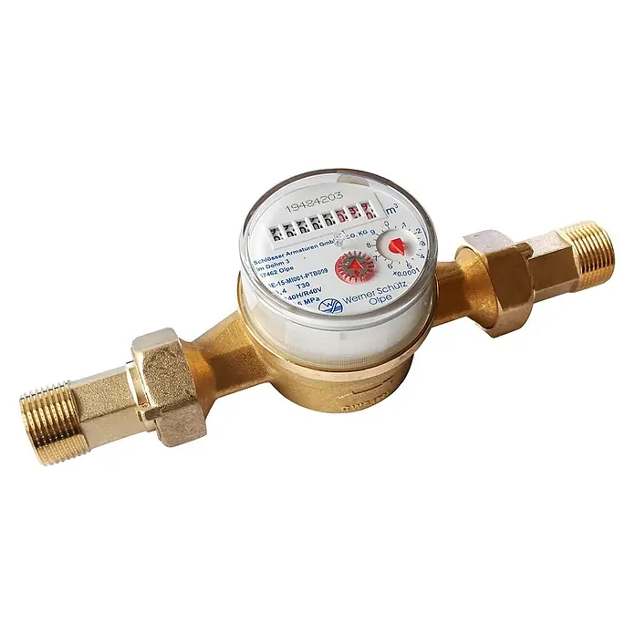 Wohnungswasserzähler Kalt - Größe Anschluss: ¾″, Nenndurchfluss Qn: 4 m³/h, Einbaulänge: 130 mm - Ansicht von oben