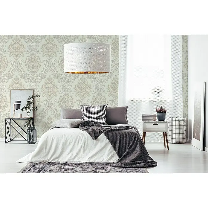 AS Creation Metropolitan Stories Vliestapete Damask - Altweiß, Ornament, 10,05 x 0,53 m