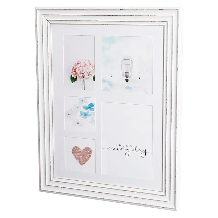 Collagerahmen - Creme, 5 Fotoplatzhalter, Mit Passepartout, Polystyrol