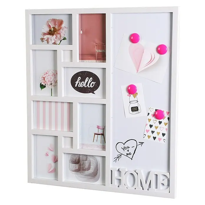 Magnet-Schreibtafel Home - Weiß, 8 Fotoplatzhalter, Polypropylen