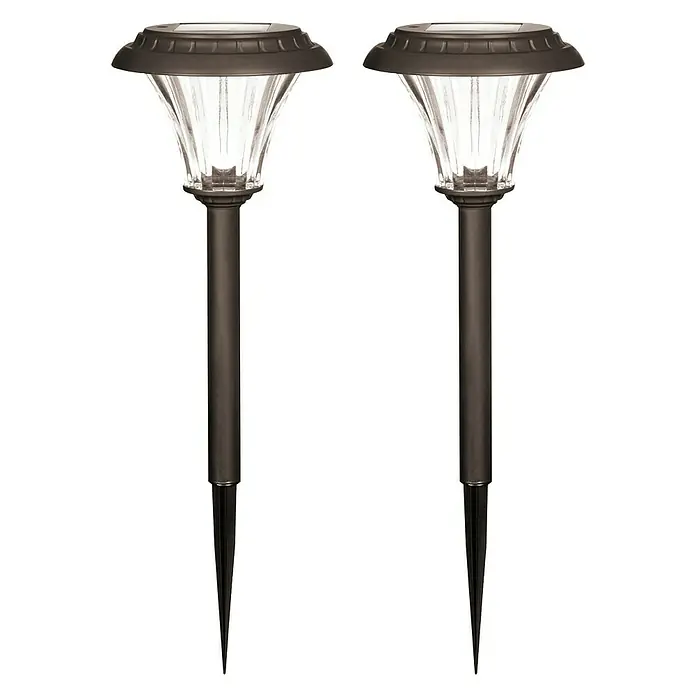 Solarna svjetiljka - 2 Kom., LED, Prozirno, Crne boje, Visina: 34,2 cm - Pogled sprijeda