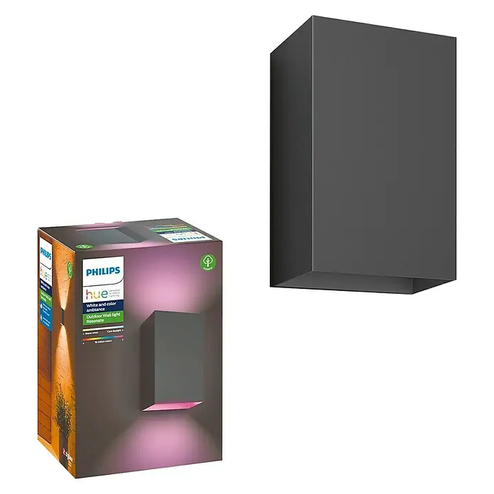 Philips Hue Aplique exterior LED Resonate - 8 W, 12 x 9,3 x 18 cm, Negro, IP44