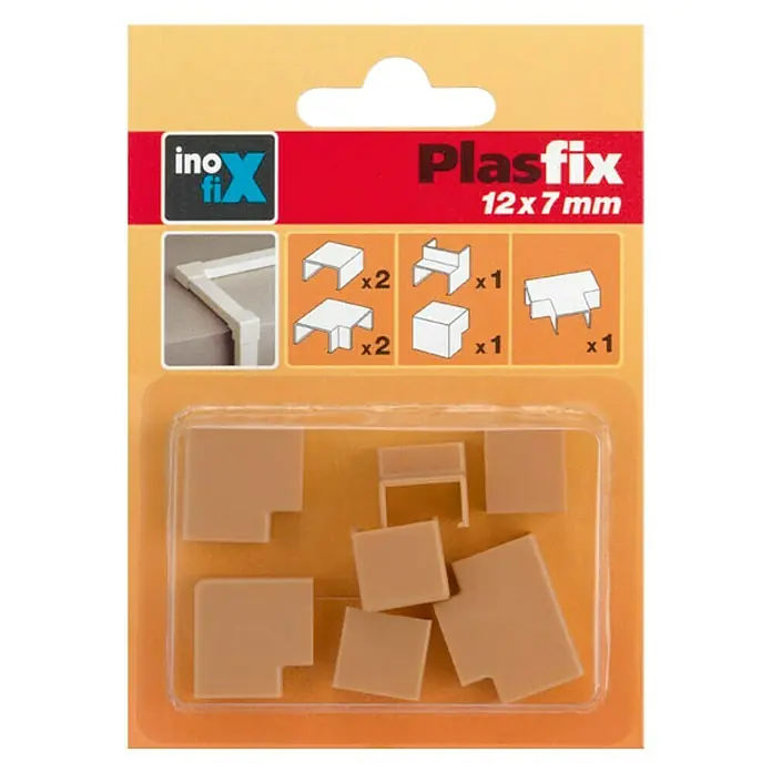 Inofix Plasfix Kit de accesorios para canaleta - Roble, An x Al: 1,2 x 0,7 cm, 7 ud.