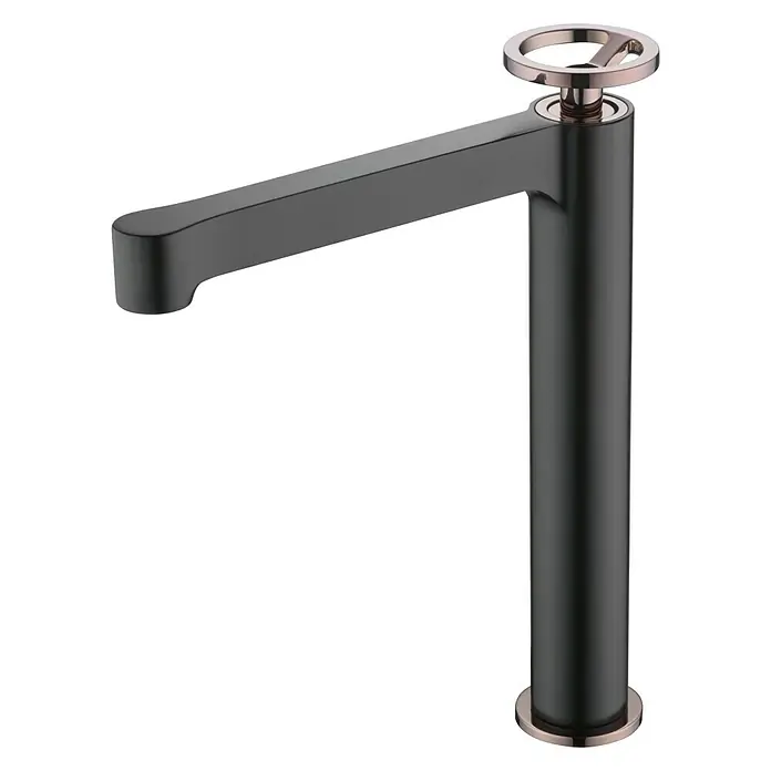 Imex Olimpo Grifo de lavabo alto - Negro/Oro rosa