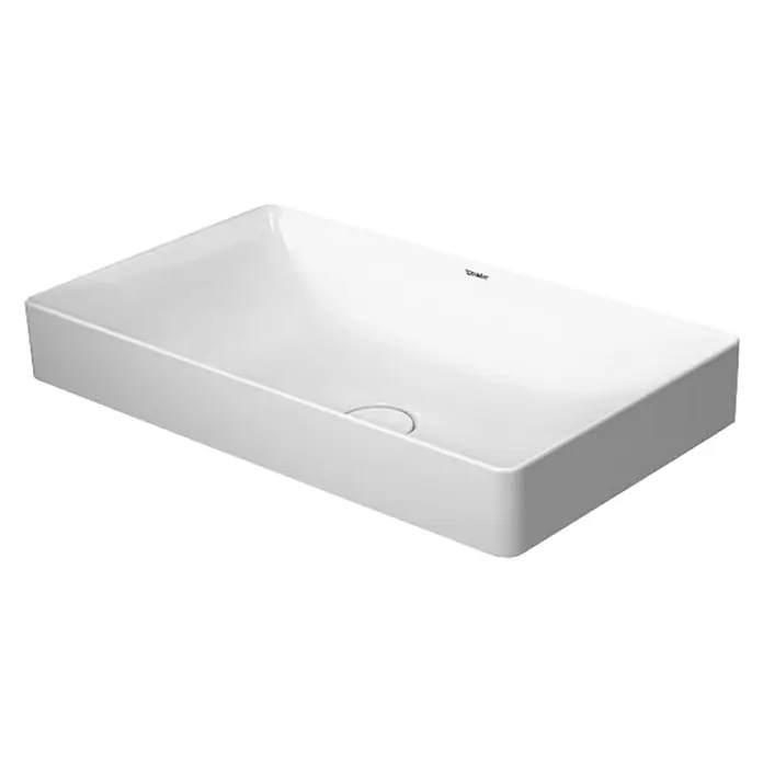 Duravit DuraSquare Aufsatzwaschbecken - 60 x 34,5 cm, Ohne Spezialglasur, Hahnloch: Ohne, Ohne Überlauf, Weiß - Vorderansicht